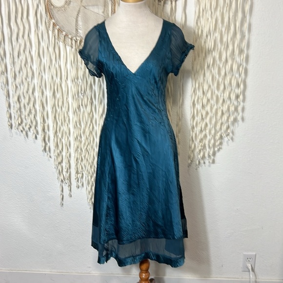 Komarov Dresses & Skirts - Komarov Teal Short Sleeve Midi Length Dress Size Large